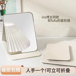 Folding Small Mirror, Makeup Mirror, Student Dormitory, Men's Special Dressing Mirror, Desktop Stand, Household Use for Women