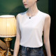 80 mercerized cotton white t loose casual round neck T-shirt for women's cotton t white sleeveless vest 2025 summer women's clothing