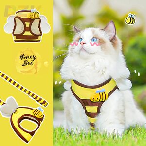 
Little Bee Cat Dog Harness Pet Harness Supplies Outdoor Walking Leash British Short Short Foot Cloth T1