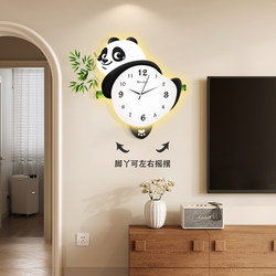 Panda Clock, Living Room Wall Clock, Trendy New High-End Wall-Mounted Creative Clock, Foyer Wall Lamp, Elegant Home Clock
