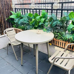 Balcony Small Round Table and Chair Set for Leisure Area, Outdoor Use in Milk Tea Shops, Commercial Carbon Steel Outdoor Tables and Chairs for Courtyard and Open-Air Gardens