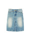 SMIIILE retro light blue wash water and floral hip denim skirt for women in summer low waist slit straight skirt