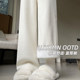 2025 new autumn and winter white pants for women with high waist drooping touching wide-leg pants casual trousers thickened warm pants