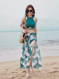 Ginger 2435 sexy long skirt and meat-covering swimsuit for ladies summer sun protection long conservative three-piece set couple