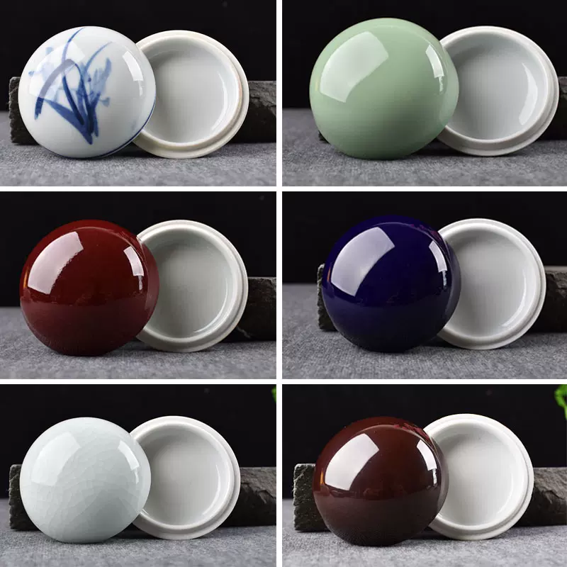 書畫專用金色印泥高頂瓷盒裝蓖麻油調和印泥特級金色錦盒裝