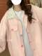 Dreaming Specialty Life Original American pink small floral denim jacket for women 2025 new autumn and winter loose design