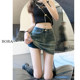 Retro old denim skirt for women 2024 summer new hot girl high waist large size versatile hip skirt