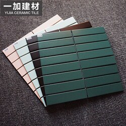 Long Ceramic Mosaic Bar Entrance Curved 32.5X145 Wall Tile Restaurant Background Dark Green Tile Strip