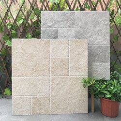 Limestone Tiles 600*600 Outdoor Courtyard Floor Tiles Villa Terrace Rooftop Balcony Yard Non-Slip Retro Style