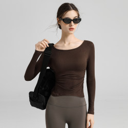 New Liya Crewneck Yoga Clothing Women's 2025 New arrival Long sleeves silm Slim Looking Pilates Training Running Sports Tops