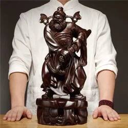 Ebony Carved Bell Statue Ornaments Blessing God Bell Statue Solid Wood Home Living Room Shop Decoration Crafts