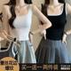 Single/two-piece lace wide shoulder suspender square collar vest for women with beautiful back large size slimming inner and outer top