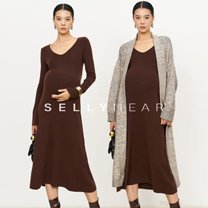 
SELLYNEAR maternity spring and autumn new style knitted dress fashion slim slim long-sleeved knitted bottoming skirt