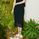 TALASA design embroidered skirt 2025 spring and summer new lace splicing retro elegant slim pencil skirt