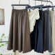 Matte pu leather skirt 2024 autumn new high waist skirt makes you look slim and versatile soft sand-washed leather pocket A-line umbrella skirt