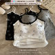 Kitty cat printed suspender vest for women with breast pads, slim and pure hot girl with inner top, summer