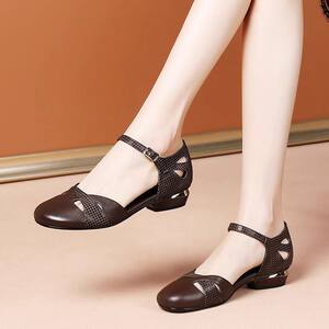 
Summer new low-heeled one-strap sandals for women, versatile, casual, comfortable, soft-surface, soft-soled fashion sandals
