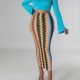 European and American new women's clothing 2025 rainbow print slim high waist elastic skirt mid-length hip-cover skirt tight