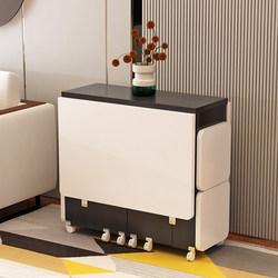 Household Folding Dining Table, Movable and Extendable Rectangular Table, Simple Multifunctional Table and Chair Set for Small Apartments