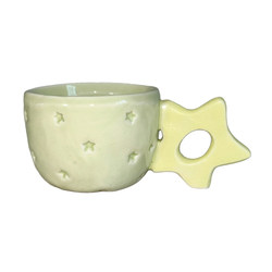 Ruilan's Sweet Style Star Ceramic Mug with Handle, Cute Coffee Cup, Household Water Cup