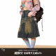 BLACKBB/American retro washing and old A-line skirt fur-edged denim skirt for women with high waist slim mid-length style