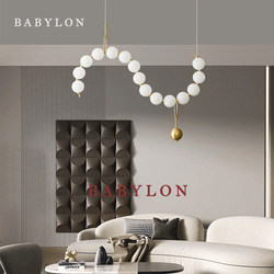 Nordic Light Luxury Designer Pearl Necklace Lamp Post-Modern Creative French Staircase Dining Room Cream Style Bead Chandelier