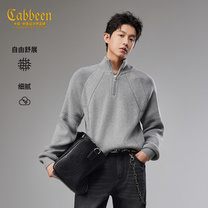 
[Structural segmentation] Carbine half-zip wool sweater for men 2025 autumn new long-sleeved American stand-up collar sweater
