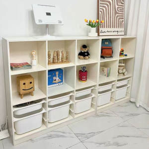 
Children's toy storage rack multi-layer household baby storage toy rack simple classification and sorting box solid wood storage cabinet