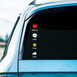 Like, Comment, Save, and Share Funny and Creative Car Stickers for the Rear Window, Personalized Car Decoration Stickers, Waterproof and Sun-Resistant Car Decals