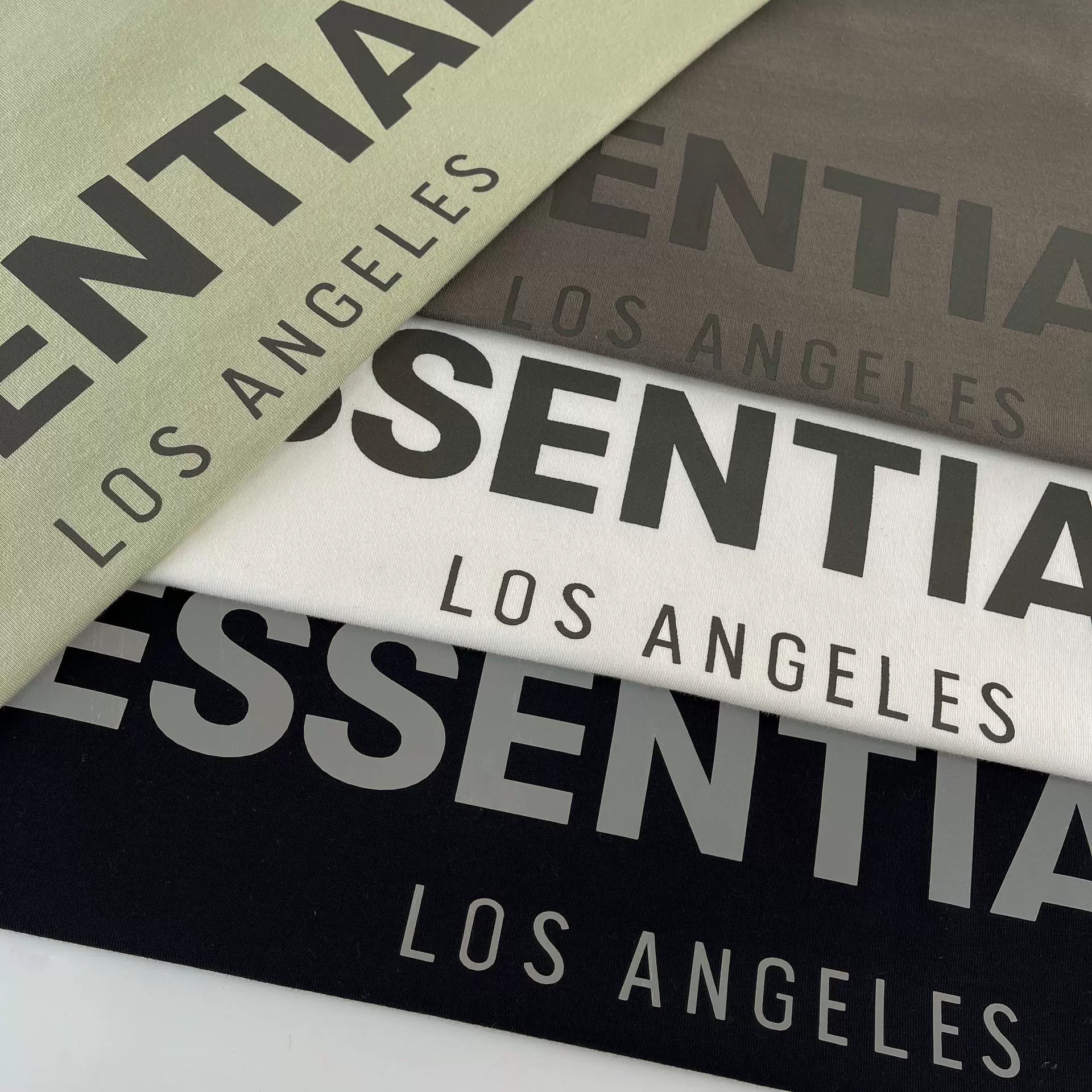 fear of god复线字母反光短袖打底高街宽松essentials情侣t恤