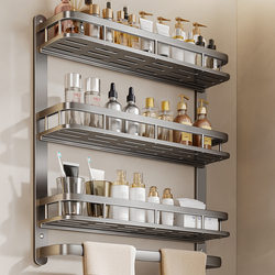 Space Aluminum Bathroom Storage Rack, Bathroom Shelf, Toilet Wall-Mounted, Washroom Vanity, Bathroom No-Drill Wall Mount