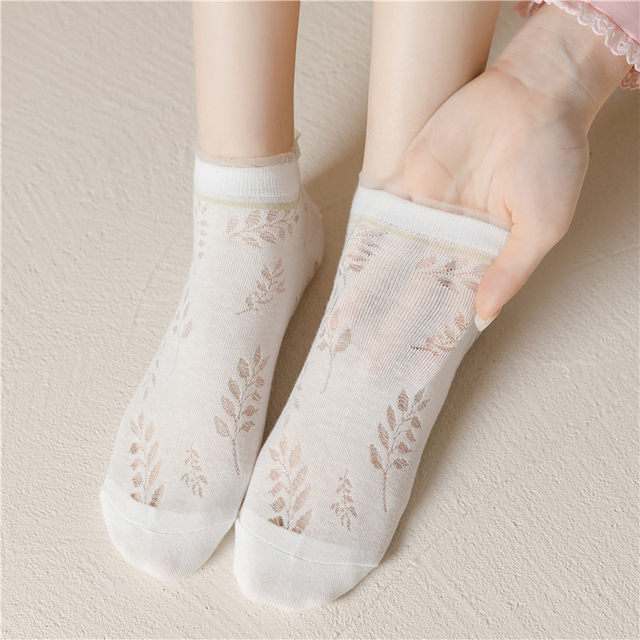 Summer Thin Socks Women's Lace Short Socks Shallow Mouth Pure Cotton ...