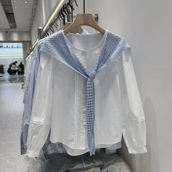 Round Neck Long-Sleeved Shirt Tops for Women 2026 Spring New Style High-End, Age-Reducing, Stylish, Slimming Shirt and Shawl Two-Piece Set