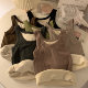 2023 Autumn and winter, add velvet thickened and warm vest female versatile round collars, cold and pure color sleeveless bottoming shirts
