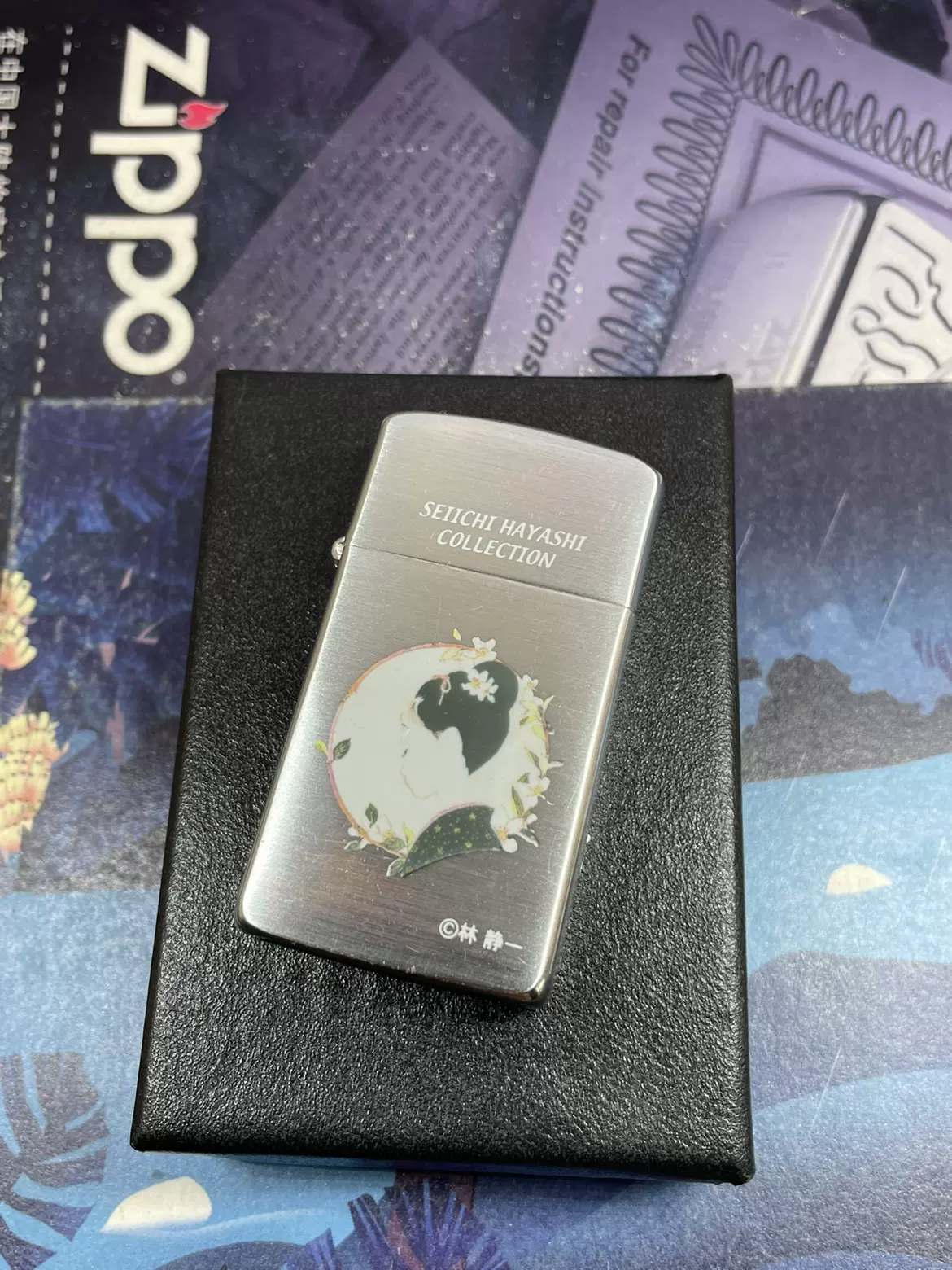 全新zippo，2000年镀银窄机热转印著名画家仕女图之宝原装正品00-Taobao