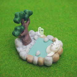 Zakka Japanese-Style Hot Spring Cat Phone Stand Resin Desktop Ornament Bathing Black Cat Phone Holder Decoration