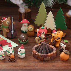 Zakka Japanese-Style Santa Claus Forest Animal Concert Squirrel Fox Bear Resin Ornaments Decorations