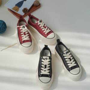 
Yuanjia Sponge Cake Sole Heightening Canvas Shoes Inside Pig Skin Simple Comfort Sun Flower Label Shoes W-735 Limited