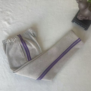 
Junior high school students' school uniform pants light gray two-patterned purple bar edge cotton straight-leg casual sports pants winter plus velvet