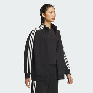 
adidas Adidas Three Stripes Stand Collar Jacket 2025 Spring and Autumn Women's Terry Cloth Knitted Jacket JN0759