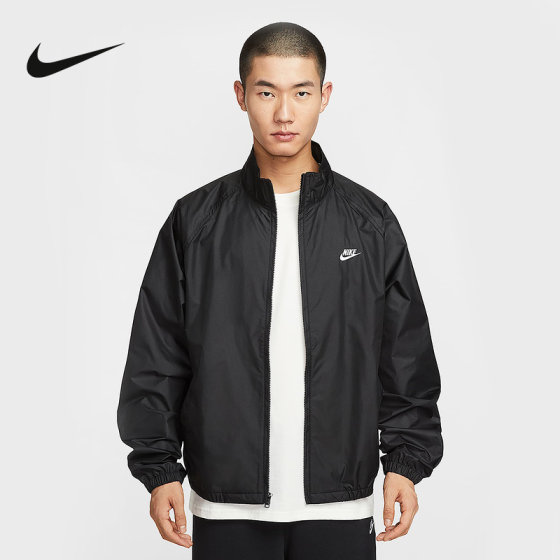 
NIKE Nike Jacket Men's 25 Autumn New Loose Sports Mesh Embroidered Black Standing Collar Jacket HV1140-010