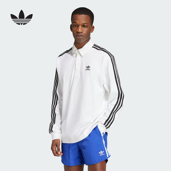 
adidas Adidas Clover Rugby American Long Sleeve 2025 Winter Men's Lapel POLO Shirt IZ2459