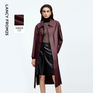 
Langzi retro pure cotton glossy fashionable windbreaker high-quality temperament lapel commuter jacket 2025 autumn new style