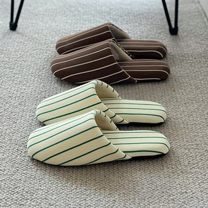 
Japanese wooden floor silent bag head slippers couple spring and autumn home interior fabric soft sole non-slip anti-odor men
