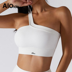 Aloide Yoga Vest Single-Shoulder Bra with Chest Pads, Shockproof, Supportive, Fitness Training Outerwear Underwear for Women, Camisole