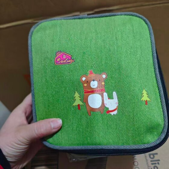 
Cartoon animal twill canvas children's insulated lunch box bag student lunch bag lunch bag fruit bag with rice bag