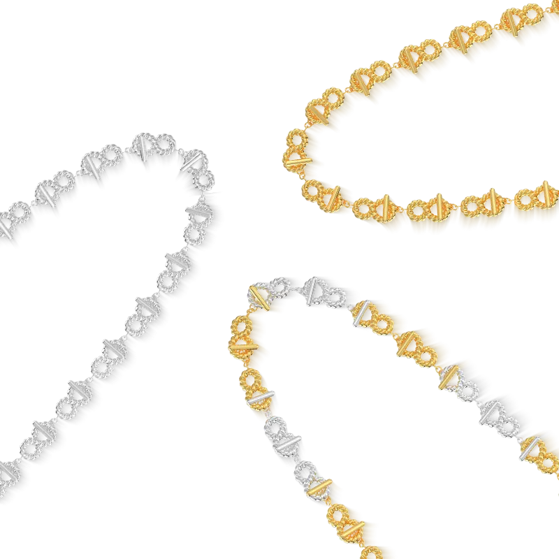 mistova JEWELRY重组项链绳结男女同款简约高级项链-Taobao Singapore 