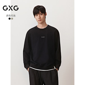 
GXG men's round neck sweatshirt two-color fake two-piece long-sleeved inner top 2025 autumn new product