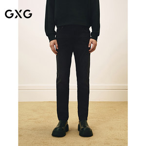 GXG men's clothing, black slim jeans, stretch casual pants, commuting men's small foot trousers, new products for spring 2025

