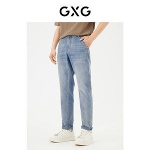 
GXG Men's Summer Classic Straight Denim Blue Back Waist Leather Label Thin Trousers Men's Jeans